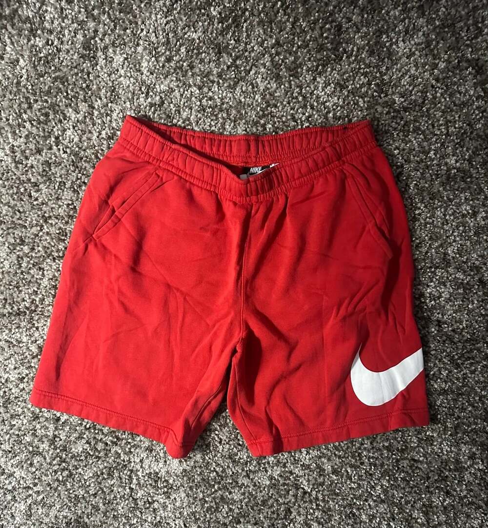 Nike Men's Sportswear Club Fleece Graphic Shorts Red White Size M